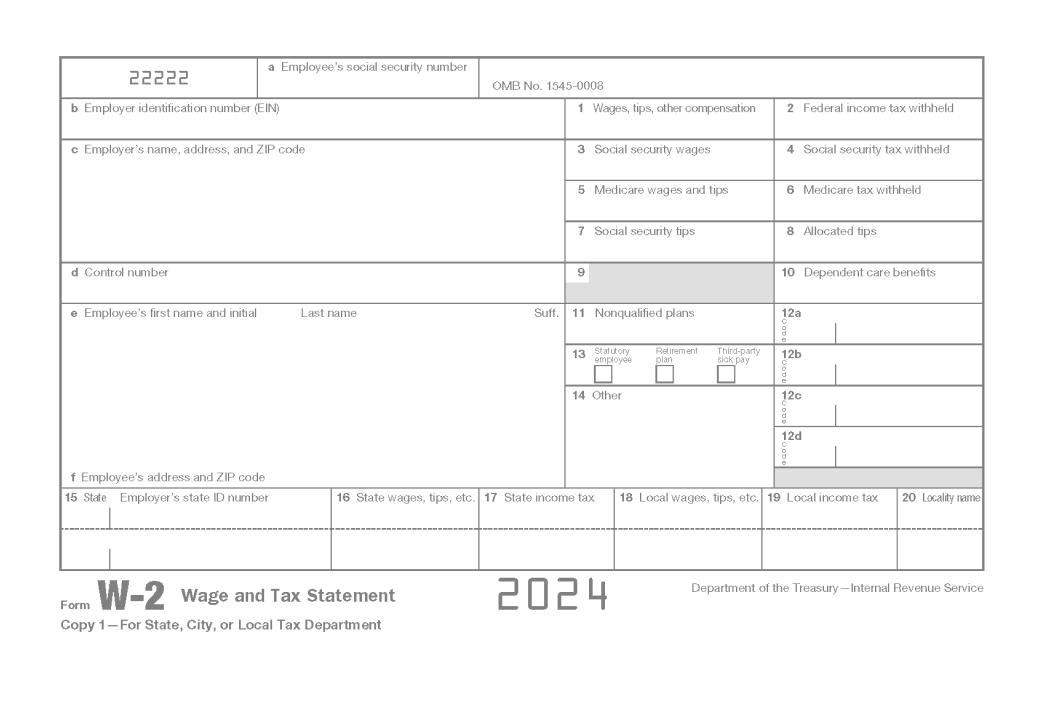 A preview of a blank W-2 document