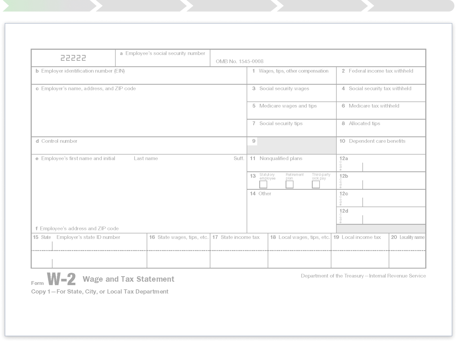 A preview of a blank W-2 document